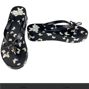kate spade Black & White Butterfly Wedge Sandals